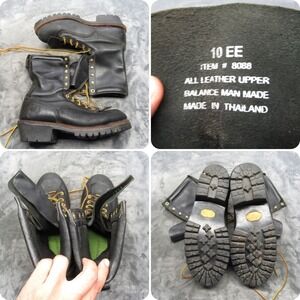 Gearbox Motorcycle Boots Mens 10 EE Wide Black Leather Lace-Up Work Riding Biker